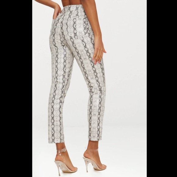 PRETTYLITTLETHING Grey Front Zip Snake Print Trouser Size 16 - Picture 3 of 5
